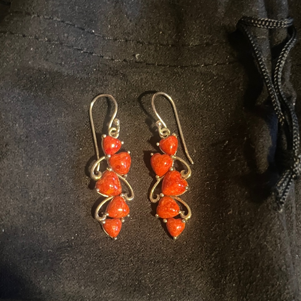 Red and Gold Dangle Earrings